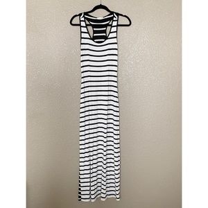 Black and Grey Stripped Maxi Dress
